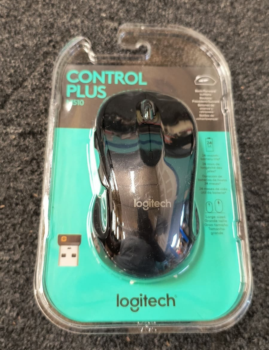 Logitech M510 Wireless Laser Mouse - Black, New, A1