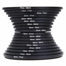 18pcs 37-82mm Step Up & 82-37mm Step Down Camera Filter Adapter Ring Holder