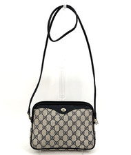 Vintage GUCCI Crossbody Bag PVC Leather Navy Shoulder Purse Authentic