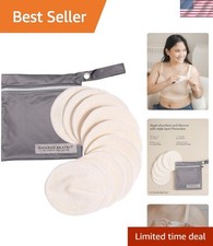 Organic Reusable Nursing Pads, Washable, for Breastfeeding Leaking with Car...