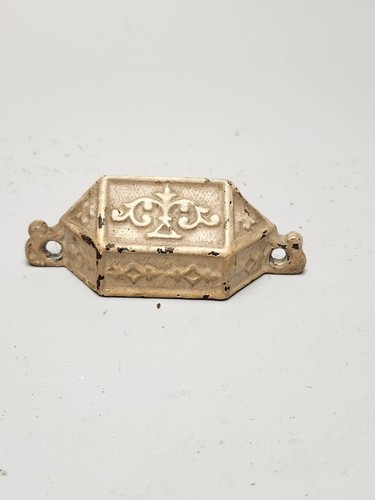 Vintage Ornate Cast Iron Drawer Pull Handle Cup Salvaged Furniture Hardware