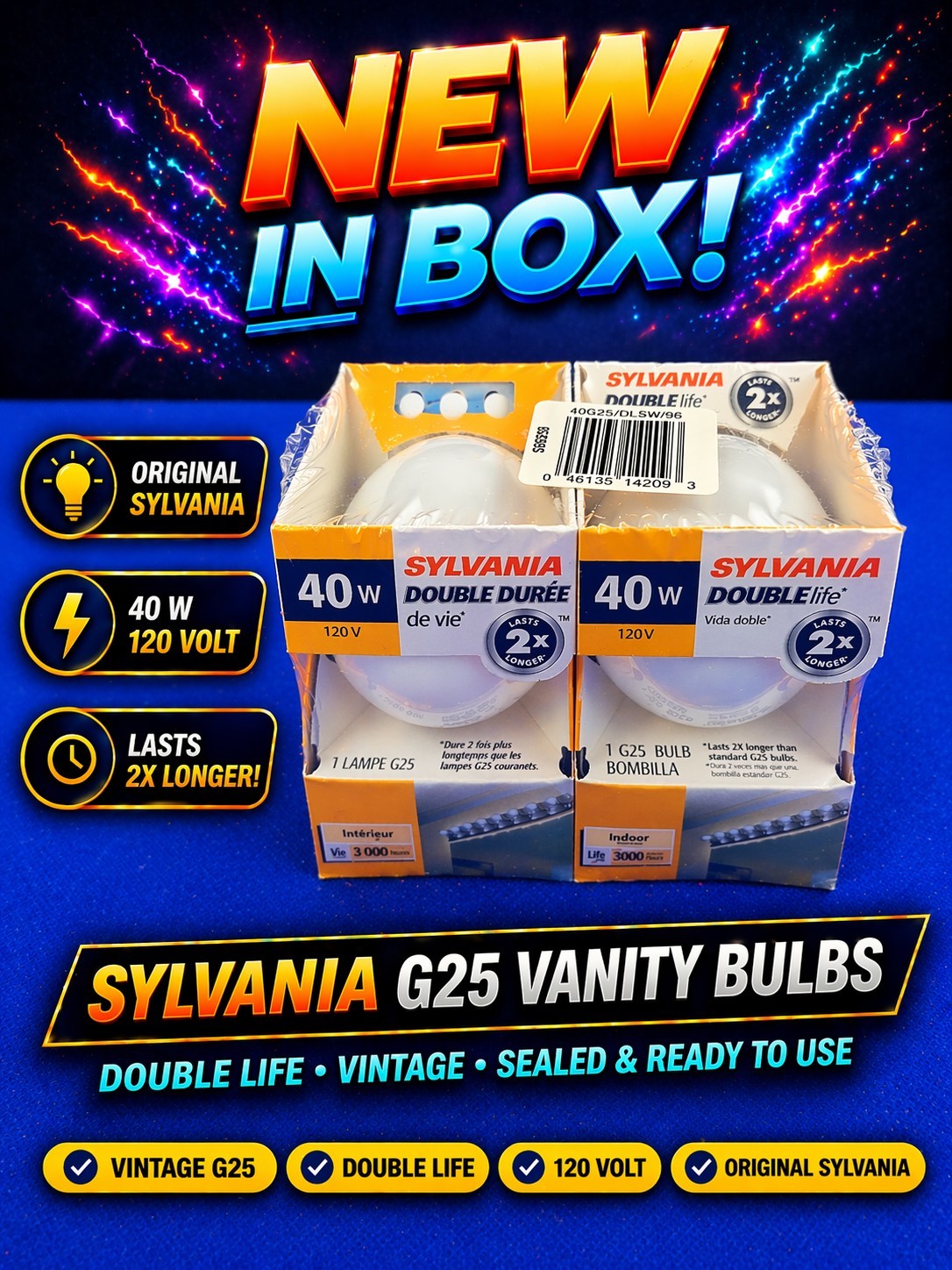 2 Pack 120v Double Life Sealed Nos 💡