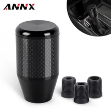 Universal Aluminum Black Carbon Fiber Trim Manual Gear Shift Knob Shifter Lever