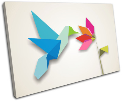 Bird Kingfisher Origami Gift Illustration SINGLE Leinwand Kunst Bild drucken