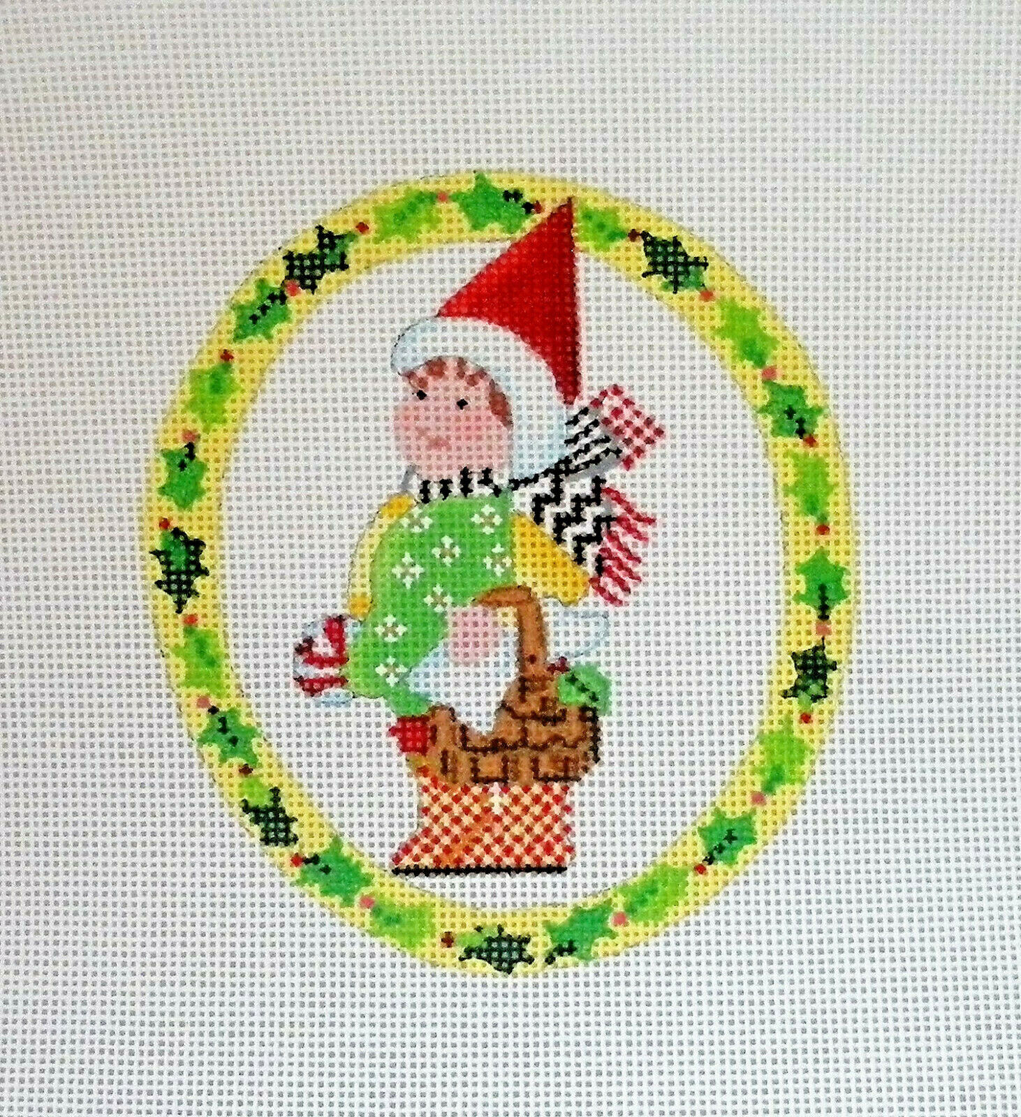 Handpainted Needlepoint Canvas Holly Baby Christmas DeDe ED17005C 4x4.5 18M
