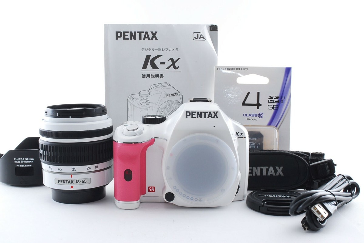 Pentax K-x 12.4MP Digital SLR Body White w/DAL 18-55mm Lens