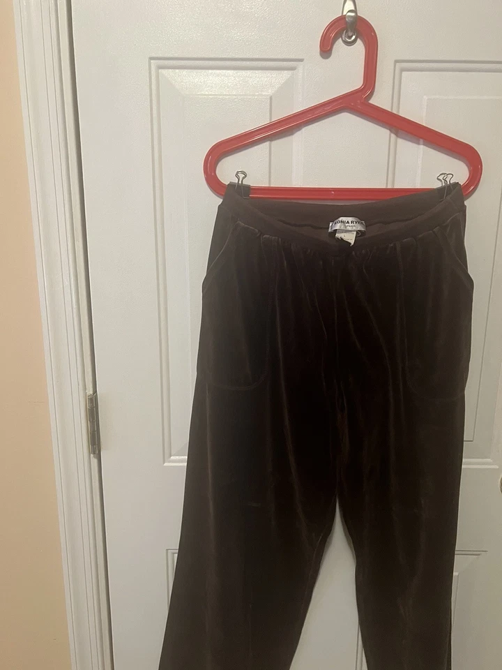 SONIA RYKIEL PARIS Pantalones de terciopelo recortados pierna ancha talla L bolsillos Foto 2 de 4