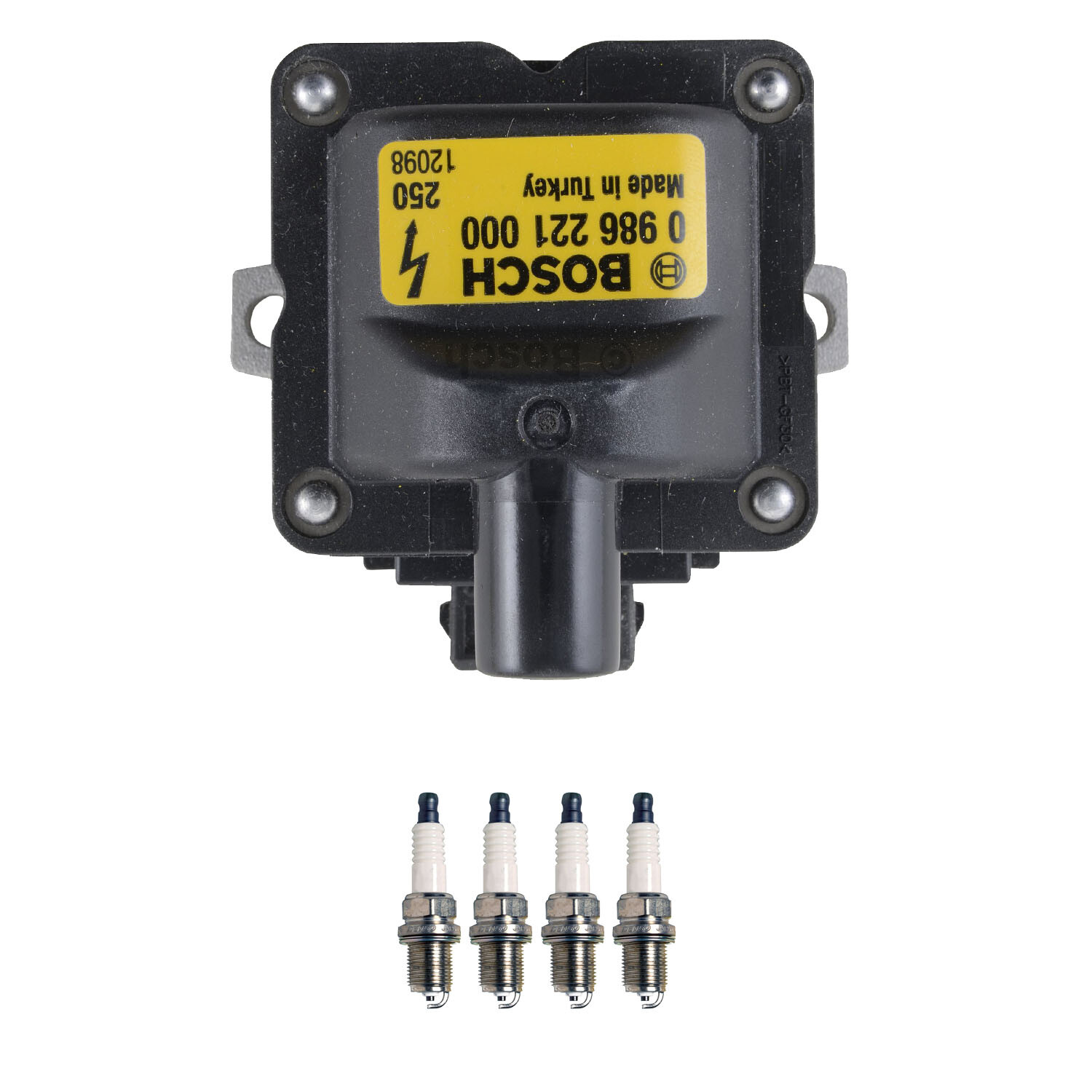 Bosch 1 Ignition Coil Denso 4 U-Groove Spark Plug Kit For Golf Jetta Sebring L4
