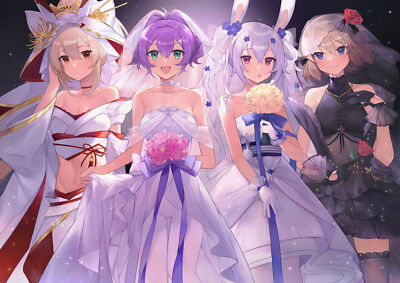 Anime girls azur lane wedding dress weddings laffey playmat gaming mat