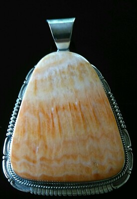 Native American Navajo Orange Spiny Oyster Sterling Pendant Native American Navajo Orange Spiny Oyster Sterling Pendant