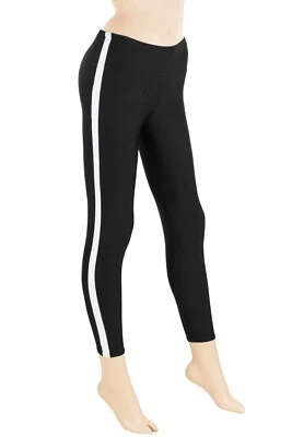 Damen Leggings mit Galonstreifen Sporthose lang stretch shiny Yoga Pants hauteng - Bild 1 von 4
