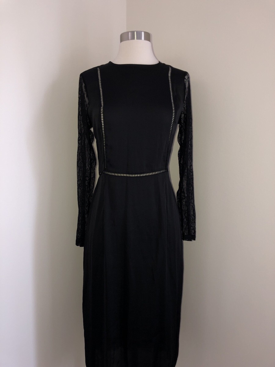New Womens Zara Contrasting Lace Dress Black Size Small