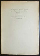 1932 Metropolitan Museum Offprint Boeotian Orientalizing Lekanai Greek Bowls