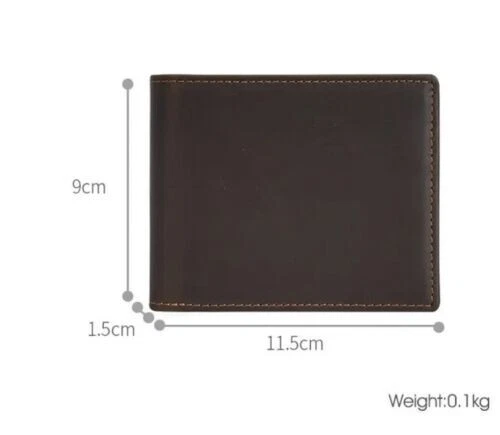 Mens Vintage Leather Wallet Full Grain Anti RFID  Short Bi-Fold - Image 2 of 4
