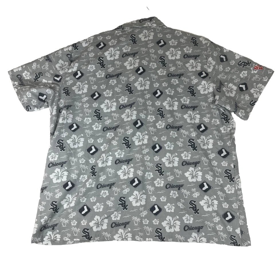 Vtg Y2K Chicago White Sox MLB Sz XL White Black AOP Short Sleeve Hawaiian - Image 2 of 4