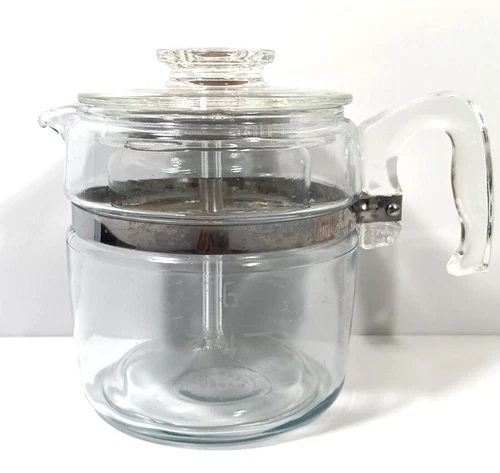 Vintage Pyrex Flameware Glass Percolator Coffee Pot 7756-B 6 Cup Complete