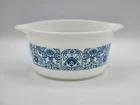 Pyrex Blue Horizon White & Blue Round Casserole Dish Vintage 473 1Qt - No Lid
