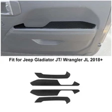4X Soft Carbon fiber Side Door Armrest Handle Cover Trim For Jeep Wrangler JL JT