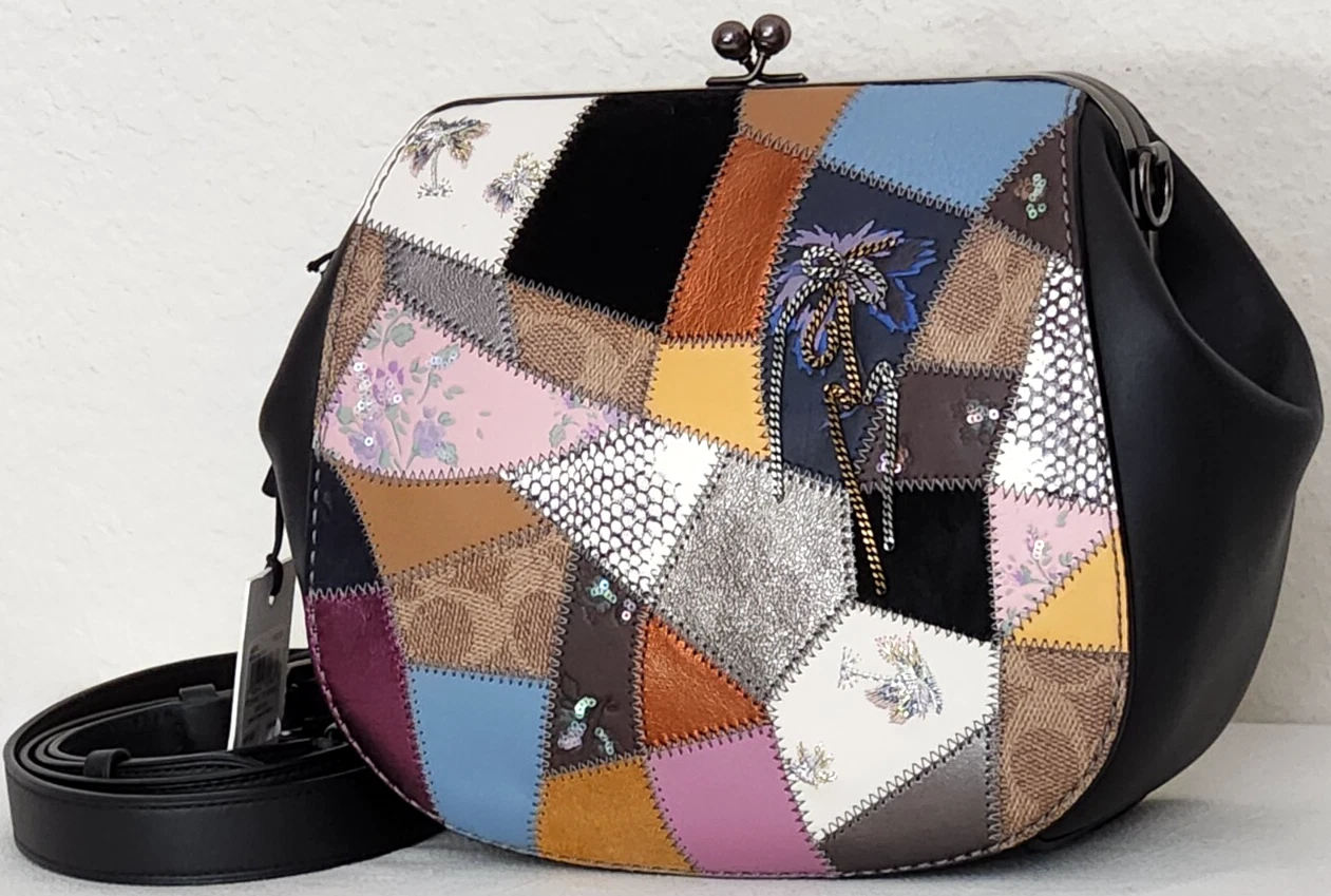 ?BORSA A TRACOLLA COACH FRAME SIGNATURE PELLE PATCHWORK MULTICOLORE SELLA?NUOVA CON ETICHETTE