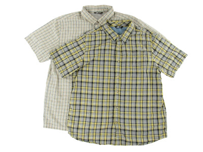 The North Face Mens Lot Of 2 Grey Yellow Tan White Button Up Shirt XL