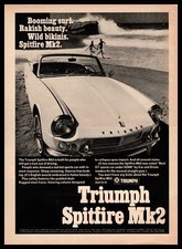 1967 Triumph Spitfire Mk2 Convertible Girl In Bikini At Beach Vintage Print Ad