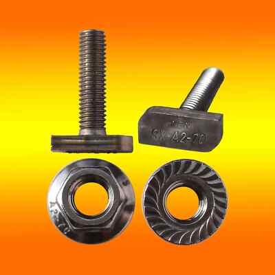 Hammerkopfschrauben M10x25mm + Sperrzahnmuttern (0% MwSt.*) Edelstahl A2
