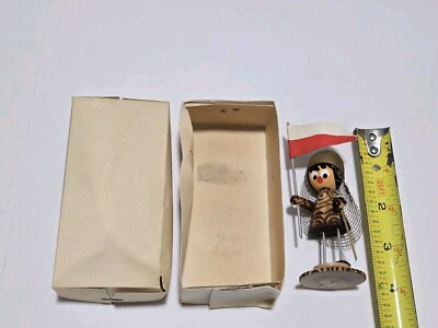 Vtg Polish Milenium Krakow Florianska Nazwa Art Hand Made Minature Warrior Flag