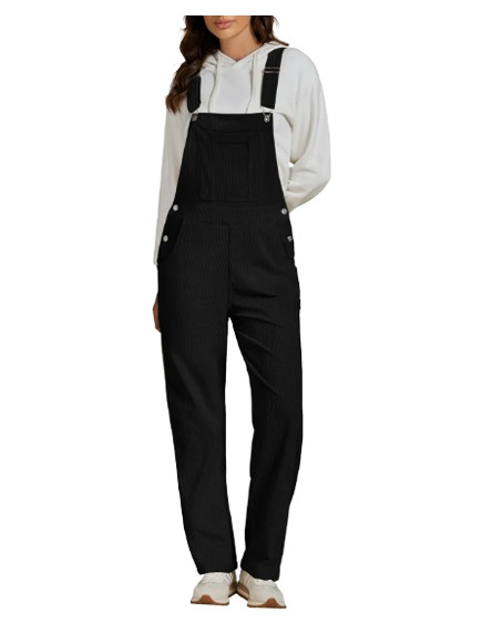 luvamia Women's Corduroy Overalls Straight Leg Baggy Bib Jumpsuit with Pocket XS