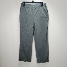 alfred dunner green olive pull on elastic waist pants sz 10 cotton flat front