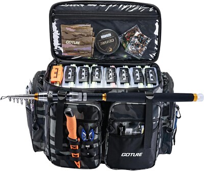 Extra Large Tackle Bag Adjustable Compartments & Comfortable Carrying Design-=#