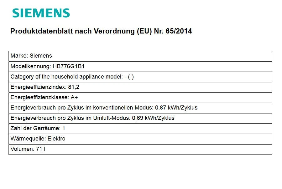 Siemens,HB776G1B1, iQ700 Einbau-Backofen, Schwarz, Edelstahl, EEK: A+ - Bild 3 von 4