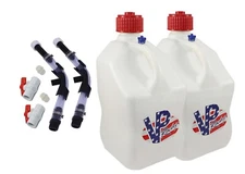 VPRacing 2 Pack Patriot Square 5 Gallon Fuel Jugs+Hose, Hose Bender, &Ball Valve