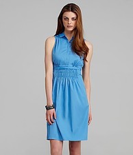 $298 NWT Elie Tahari Canal Blue Christiana Sleeveless Smocked Dress 12