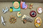Vintage Brooch Pin Costume Jewelry Lot 12 Pcs Crown Trifari Danecraft Gerrys ETC