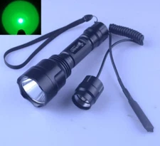 Ultra Fire C8  Green Light LED Single Mode Hunting Flashlight + RAT TAIL