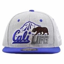 The Hat Depot Premium Quality "Cali Life" Soft Heather Grey Snapback Cap