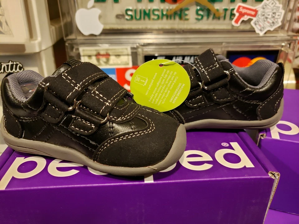 Pediped GEHRIG Niños Cuero Negro Zapatos Tenis Niño 4T 4.5T EE. UU. / 19 EUR Foto 2 de 4