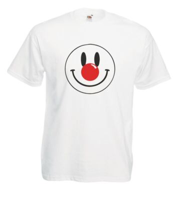 T-Shirt Unisex weiß rot Nase Day Happy Face 80er Jahre Festival Comic Relief