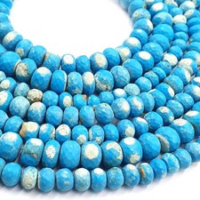 Natural Turquoise Round Shape Beads Faceted Rondelles- 158 CT 6-10 MM 13 Inch