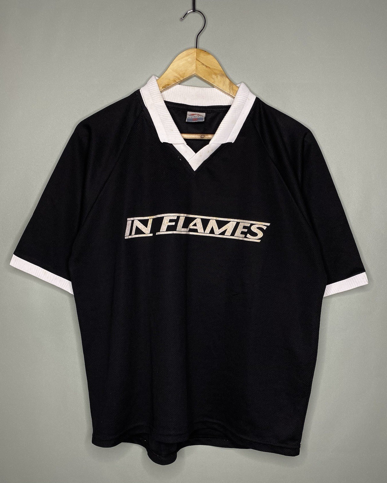 Vintage In Flames 90s T Shirt Jersey Style Gothenburg 031 Logo Black Sz M-L