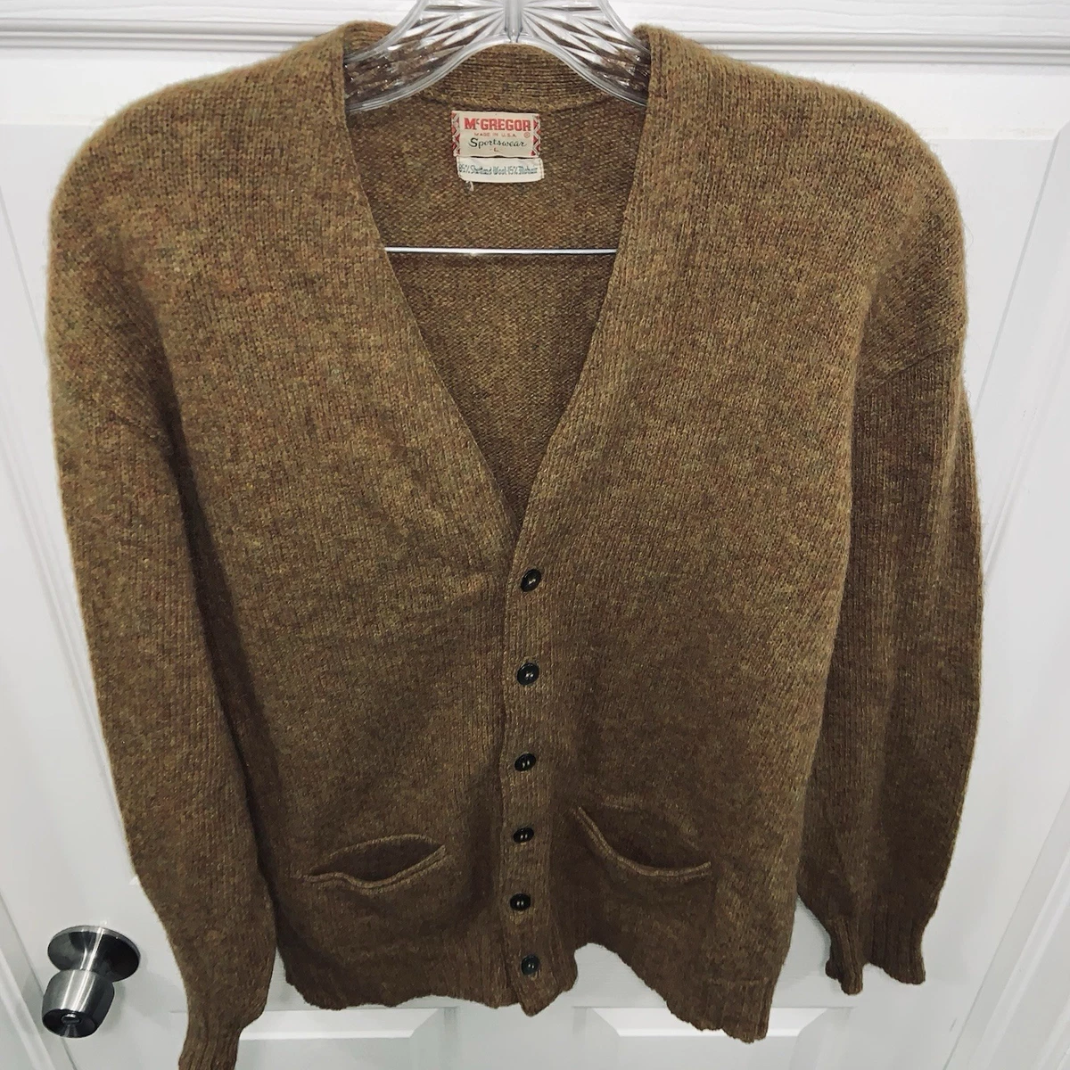 Vintage 60s McGregor Shetland Wool Mohair Cardigan LG Kurt Cobain