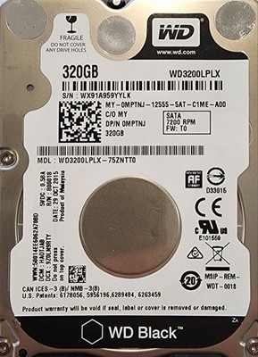 Western Digital WD3200LPLX-75ZNTT0 2.5 in 320 GB SATA Hard Drive  - Tested