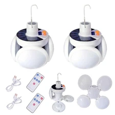 2x Foldable Solar Outdoor Garden Camping LED Light USB Rechargeable Hanging Lamp