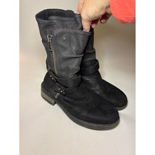 Carlos by Carlos Santana Sawyer Black Mid-Calf Zip Strap Combat Boots Size 7.5