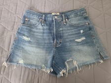 We the Free People Denim Shorts Size 30 Jeans Distressed Button Fly Cut Offs