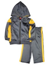 Puma Boys Gray  Yellow Full Zip Hoodie  Pants Outfit Set Size 4