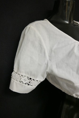 Gr.46 Dirndlbluse weiß Bluse für Dirndl Baumwollmischung mit Spitze B11206 - Bild 3 von 4