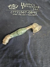 Phylrich Valencia Hand Shower  W/ Hose Satin Nickel And Green Marble K6540-015