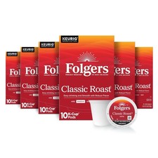 Folgers Classic Roast Coffee, Medium Roast, Keurig K-Cup 10 Count Pack of 6 