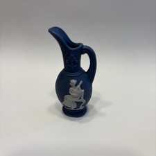 Miniature Jasperware Pitcher 2.5  Wedgwood Blue Vintage Japan